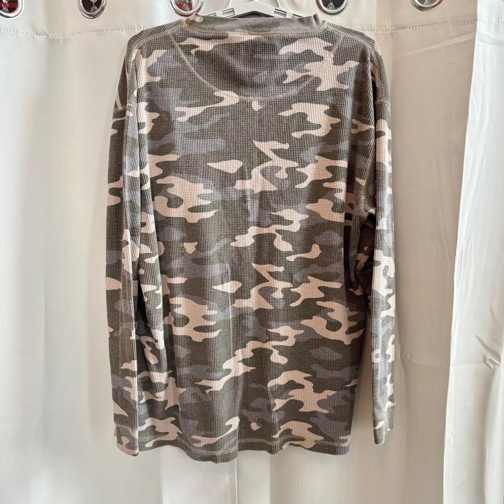 Canyon Trail Men XL Henley Shirt Green Camo Waffle Knit Thermal Outdoor 19787 - Picture 2 of 11